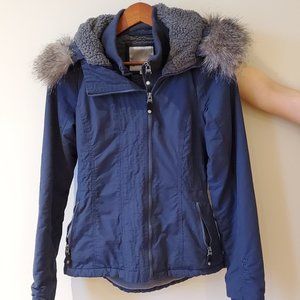 Bench Double Zip Coat/Jacket with Hood - Navy Blue